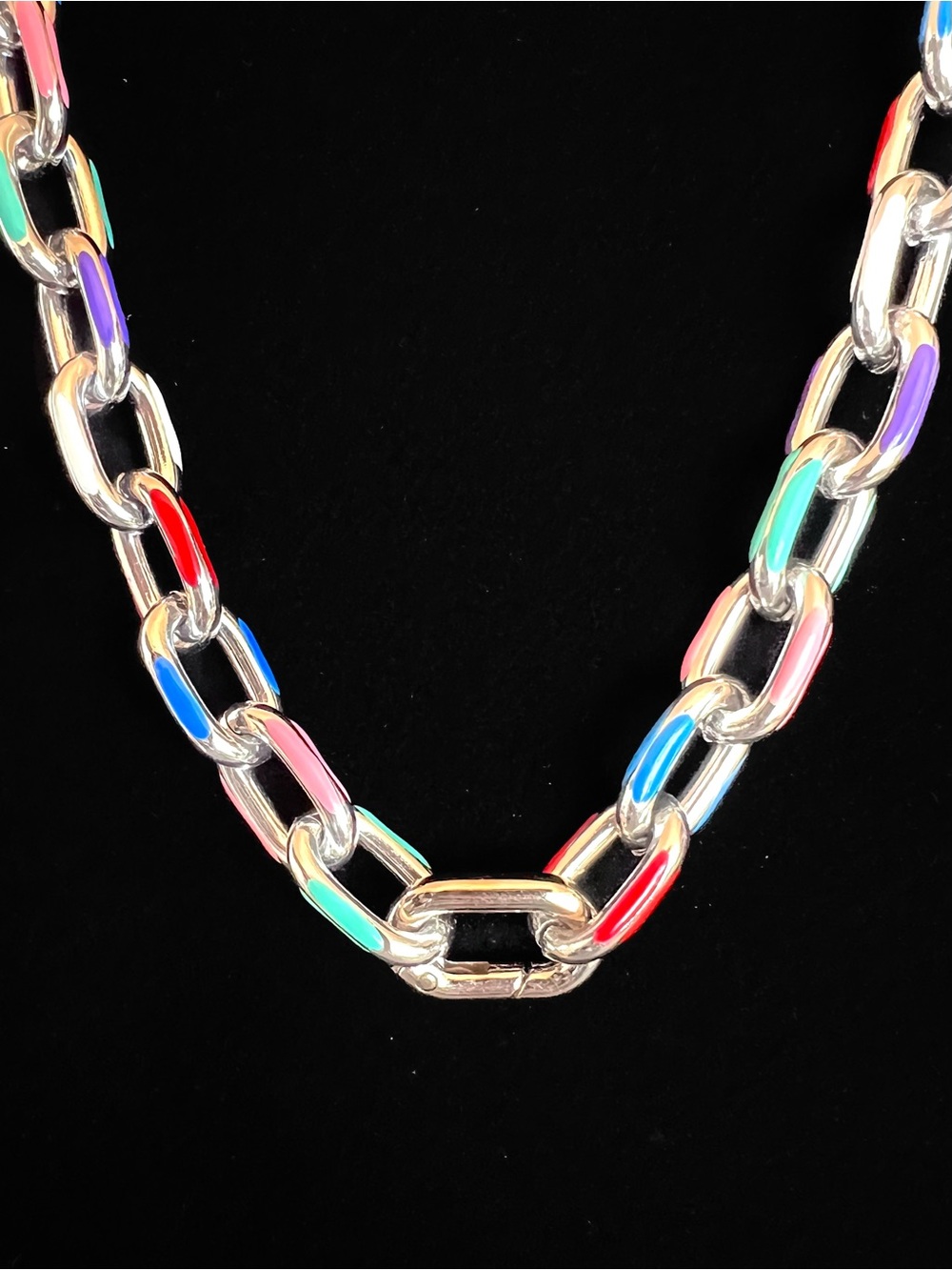 Louis Vuitton silver #318 lock generic brand chain Necklace up cycled repurposed - Picture 5 of 5